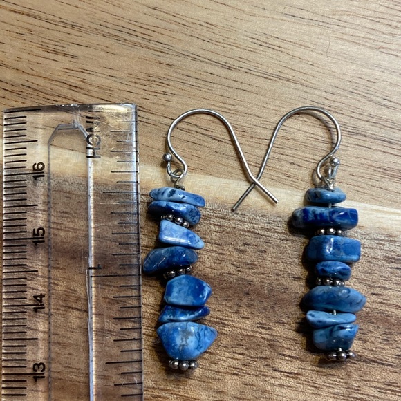 Lapis &silver handmade earrings.🎁 - Picture 3 of 3
